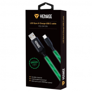 Yenkee YCU 341 GN LED-es szinkronizáló és töltőkábel 1m zöld